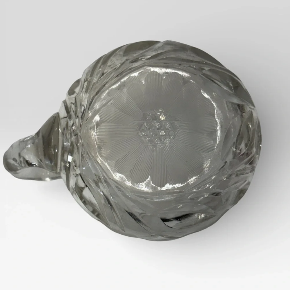 TIFFIN Mckee Sawtooth EAPG Creamer Crystal Etched Sunflower Vintage EUC